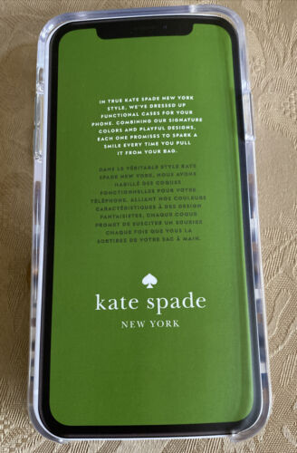 Kate Spade Phone Case For iPhone XR Clear with Gold Glitter/White/gold Stripes