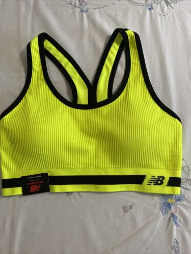 New Balance Medium Impact Sports Bra Style 112013 Green~Yellow Iridescent Sze. M