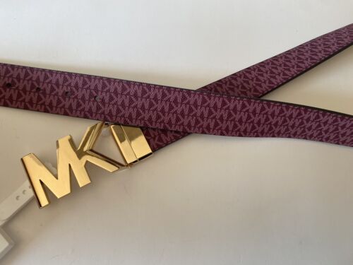 MICHAEL KORS BELT REVERSIBLE VIOLET MK LOGO TO LUGGAGE MK GOLD BUCKLE