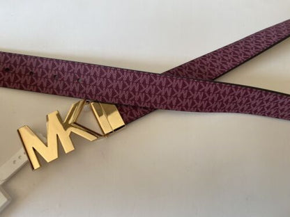 MICHAEL KORS BELT REVERSIBLE VIOLET MK LOGO TO LUGGAGE MK GOLD BUCKLE