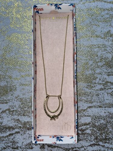 Lucky Brand Gold Tone  Horseshoe & Elephant Pendant Necklace NIB MSRP $35 LUCKY!