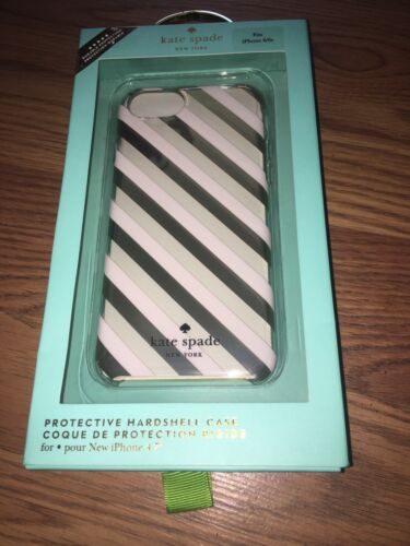 KATE SPADE PHONE CASE GOLD & BLUSH  STRIPED FOR  iPHONE  6s/ 6/7  NEW