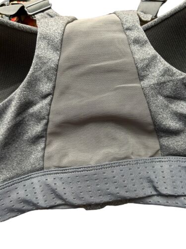 LAYER 8 MAXIMUM SUPPORT SIZE SMALL SPORT BRA FITTED DARK GRAY Front Zipper-NEW