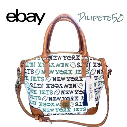 Dooney & Bourke NFL New York Jets Charli Satchel Crossbody White Multi $258 NWT