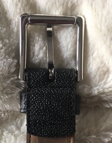 MICHAEL KORS BELT BLACK MK LOGO SILVER BUCKLE SILVER EYELETS MSRP $58