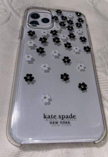 Kate Spade Phone Case Hardshell Apple iPhone 11 PRO MAX Flowers Black White Gems