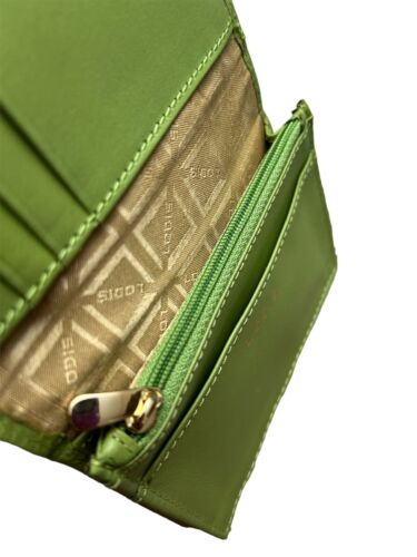 LODIS Coin Purse Bifold Card Wallet Green Genuine Leather-ABSOLUTELY BEAUTIFUL!