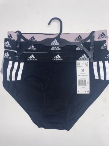 Adidas Women's 3-PK Cotton Hipster Underwear 4A1H34 (Size M) NWT MSRP $36