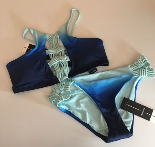 Dolce Vita Women's Swimsuit Set (2 pieces) with Macrame - Blue Ombré Size Medium