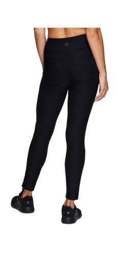 Avalanche Women Combo Stretch Woven Front Knit Slim Fit Pant with Pockets LARGE
