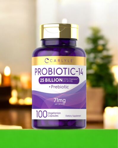 Carlyle Probiotics 25 Billion CFU | with Prebiotics | 100 Capsules |...