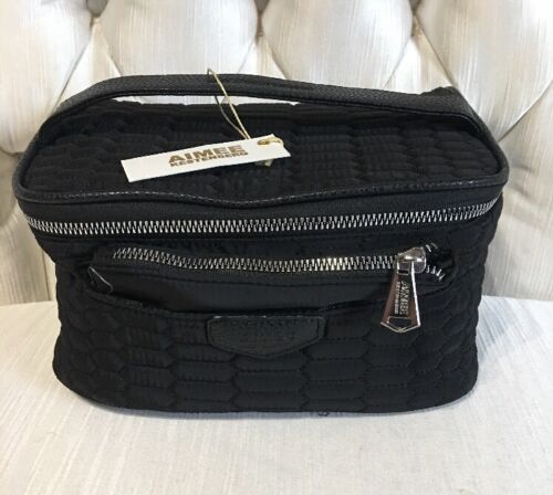 Aimee Kestenberg Adele Black Quilt 2 Piece Silver Zip. Cosmetic set T00135 NWT