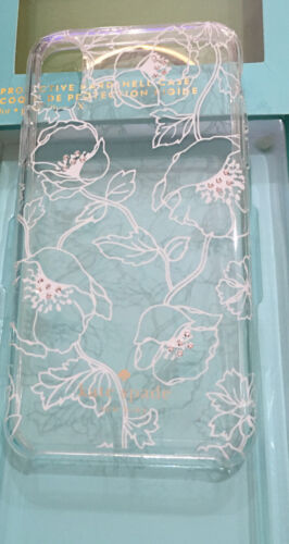 KATE SPADE PHONE CASE FOR iPHONE X DREAMY FLORAL WHITE WITH GEMS CLEAR BRAND-NEW