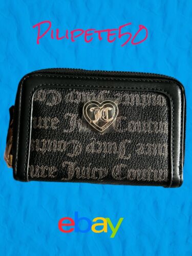Juicy Couture Wallet-Black Taupe Liquorice Flawless Medium Double Zip Around