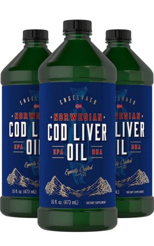 Cod Liver Oil Norwegian 16 fl oz Bottle Non-GMO, Gluten Free | by Carlyle