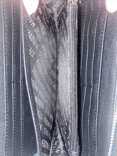 STEVE MADDEN WALLET WRISTLET TEAL GREEN SMOOTH TEXTURED SILVER ZIPPER~REAR FIND!