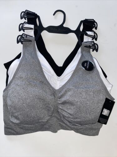 Delta Burke 3-Pack Seamless Bras Size 2X Soft Comfort Lounge Removable Pads NEW
