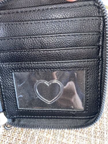 Betsey Johnson New Indexer Zip Around Wallet w/ Strap Black/Multi Lips $38 NWT