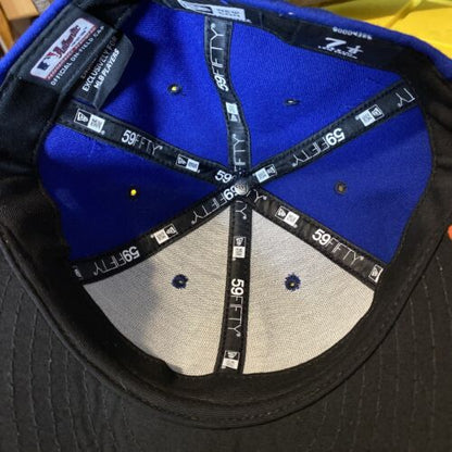 New York Mets New Era 59Fifty Fitted 7 1/8 Hat Cap MLB Baseball Blue Orange