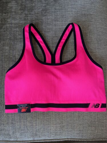 New Balance Medium Impact Sports Bra 112013  Alpha Pink/Black Size XXL~UNIQUE!