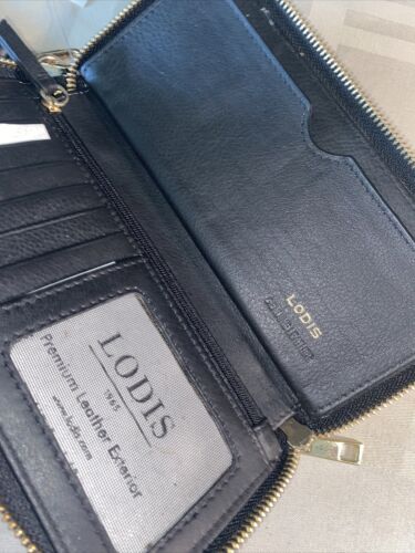 LODIS Red RFID Card Case Window ID~ Red & Black Ombre~ Leather Wallet~ UNIQUE!