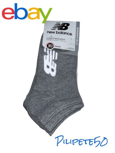 NEW BALANCE Socks LIGHT WEIGHT GRAY & WHITE~LADIES 10 PAIR LOW CUT~COMFORTABLE!