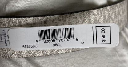 MICHAEL KORS BELT REVERSIBLE BROWN TO VANILLA PRINTED MK LOGO GOLD BUCKLE NICE!!