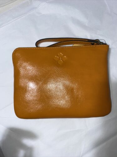 Patricia Nash CASSINI Leather Wristlet TOOLED ~ SUN YELLOW ~P349244 ~ REAR FIND!