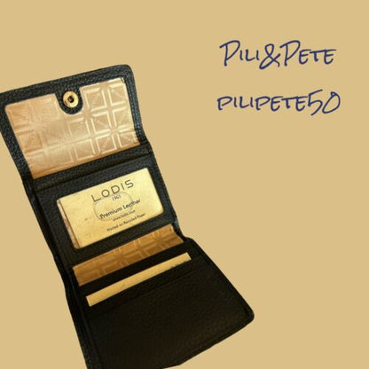 LODIS Bifold Wallet & Coin Purse Black Pebble  Leather -ABSOLUTELY BEAUTIFUL!!!