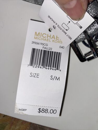 Michael Kors Women’s Belt  Fanny Pack MK Signature Logo SILVER Logo MK- S/M