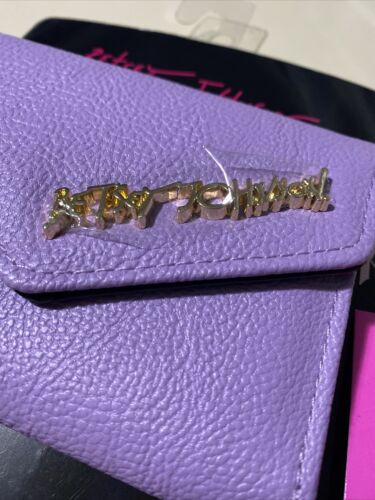 Betsey Johnson Peg gable Card Case Flap Snap On Wallet LILAC-Gold Hardware CUTE!