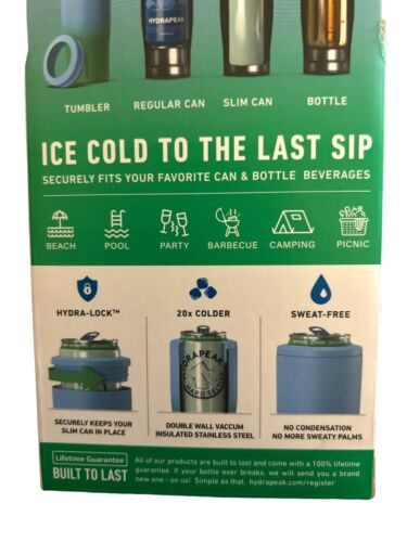 HydraPeak~4 In 1 Can Cooler~ Non Slip Rubber Base~Blue-Green ~GREAT PURCHASE!