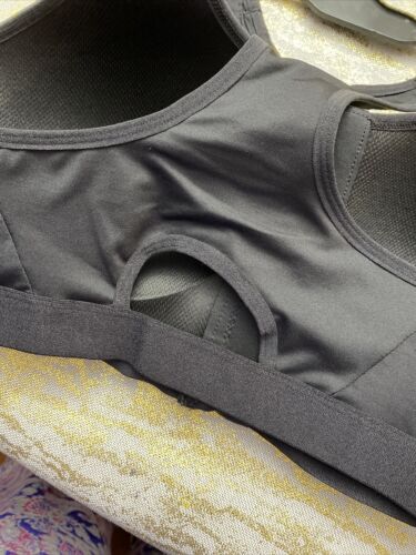 LAYER 8 MAXIMUM SUPPORT SIZE LARGE SPORT BRA FITTED Bl/SilverFront Zipper-NEW