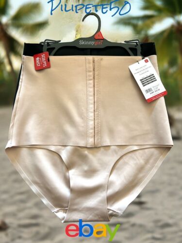SKINNYGIRL SHAPING 2PCK ELASTIC BAND HOOK&EYE BRIEFS~WHITTLE YOUR WAIS~SG5487~L