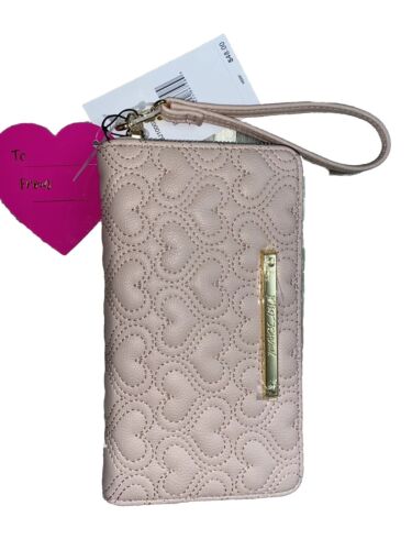 Betsey Johnson Zip Around Wallet/Wristlet Stitch Hearts 💕 MBJ1000X PINK CUTE!!!