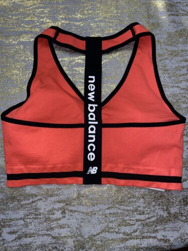 New Balance Medium Impact Sports Bra Style 112016 Sunrise Orange/Black Size XL