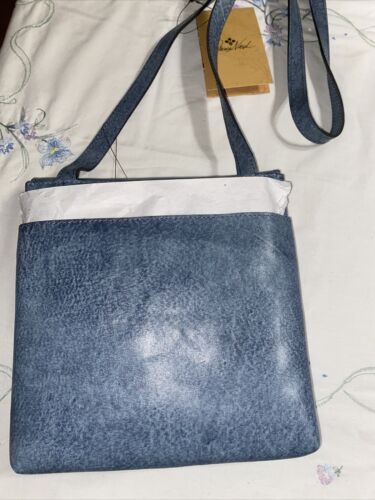 PATRICIA NASH GIRONA NWT BRNTL SAFFLOWER BLUE TOOLED LEATHER XBDY BAG-REAR FIND!