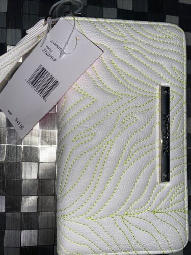 Betsey Johnson Zip Around Wallet/Wristlet Stitch Light Green Over White Color
