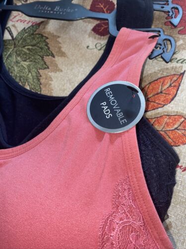 Delta Burke 2-Pack Seamless Bras Size 1X Soft Comfort Lounge Removable Pads NEW