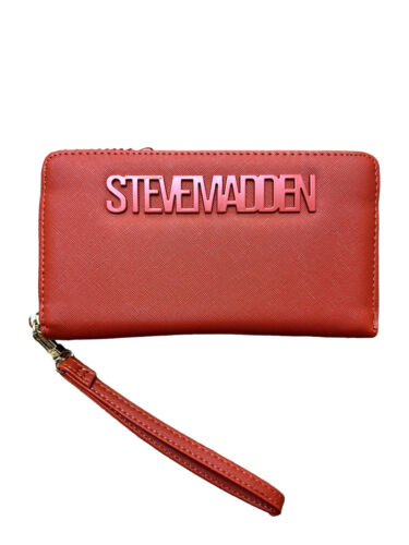 STEVE MADDEN WALLET WRISTLET TERRACOTTA ~ LOGO SMOOTH TEXTURED~ORGANIZER~UNIQUE!