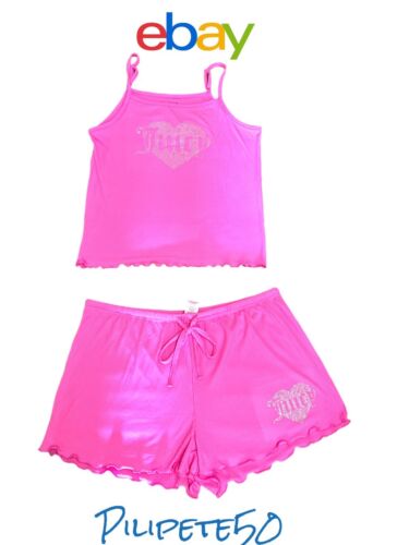 Juicy Couture Sleepwear 2pc Set JC1921A Size L~ Pink With Rhinestones NWT~SEXY!