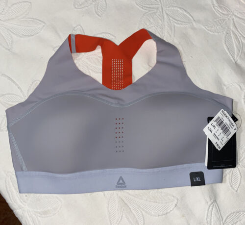 Reebok Women's Puremove Workout Sports Bra SMALL GRAY/ORANGE Retail $60 NEW
