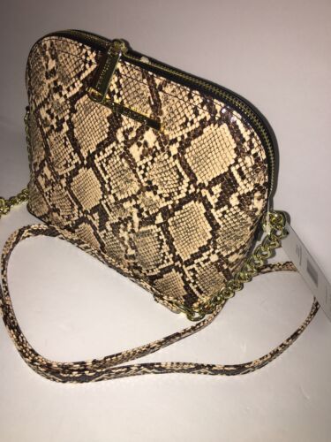 STEVE MADDEN HANDBAG BMAGGIE NATURAL BROWN /BEIGE PRINT-DOME GOLD-HARDWARE