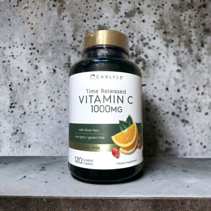Vitamin C 1000mg with Rose Hips | 120 Caplets | Vegetarian | by Carlyle