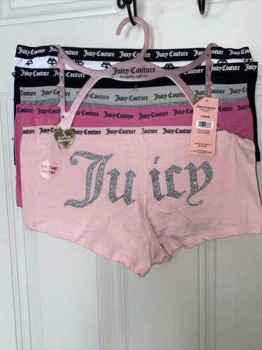 Juicy Couture~Women Boyshort Underwear Panties Cotton Blend 5-Pair JC7530~WOW~L
