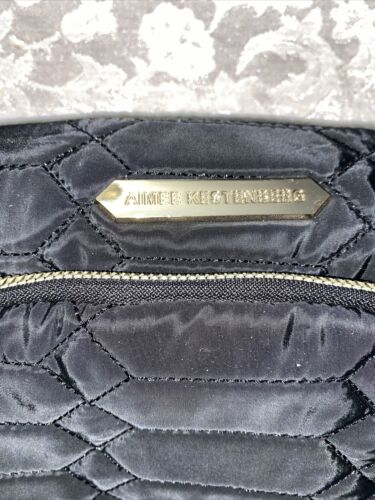 Aimee Kestenberg  Isabela Black Python Quilted Cosmetic Bag Gold Hardware NEW