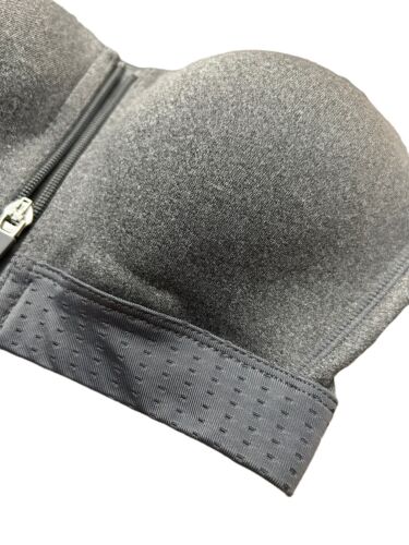LAYER 8 MAXIMUM SUPPORT SIZE SMALL SPORT BRA FITTED DARK GRAY Front Zipper-NEW