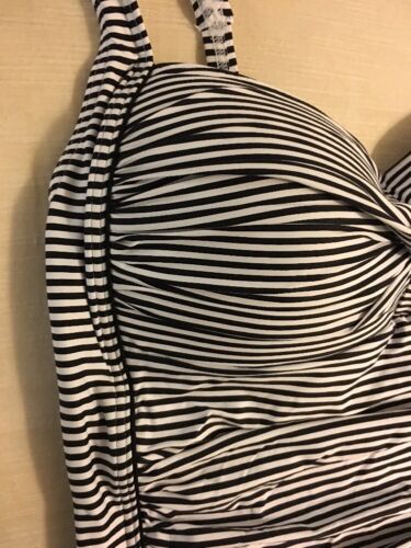 NIP TUCK BOND EYE ONE PIECE SWIMSUIT Sweetheart Shirred Maillot Black/White US10