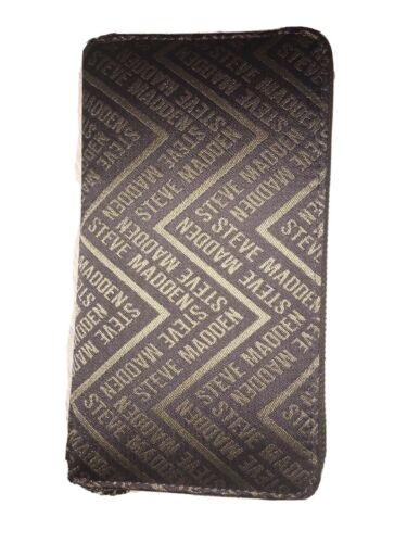 STEVE MADDEN WALLET WRISTLET SMOKE MULTI-COLOR CHEVRON WOVEN JAQUARD FABRIC