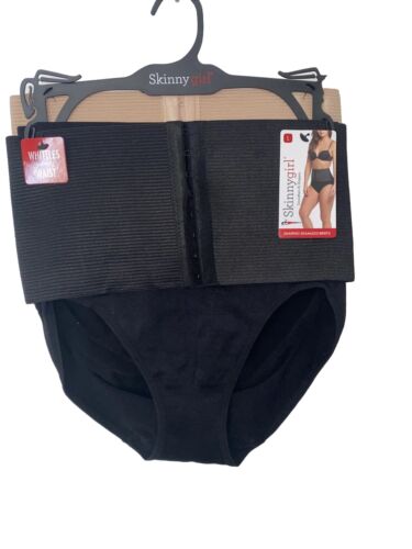 SKINNYGIRL SHAPING 2 PCK ELASTIC BAND HOOK&EYE BRIEFS~WHITTLE YOUR WAIS~SG7614~L